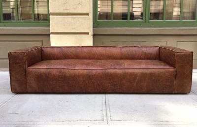 Contemporary Distressed Leather Sofa