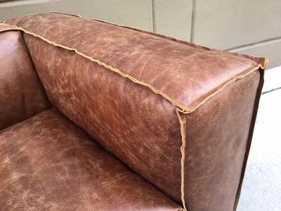 Contemporary Distressed Leather Sofa