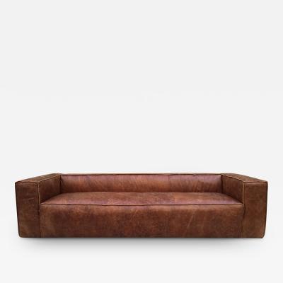 Contemporary Distressed Leather Sofa