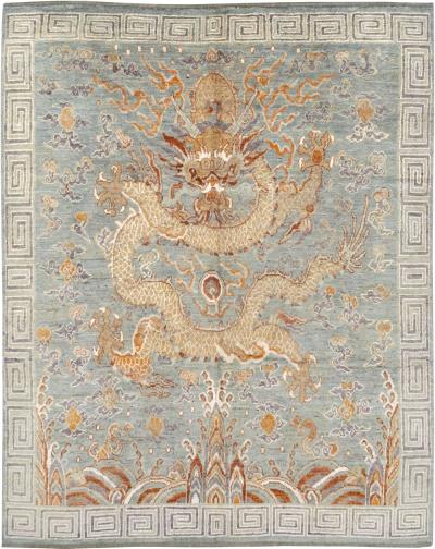 Contemporary East Turkestan Dragon Khotan Pictorial Room Size Carpet
