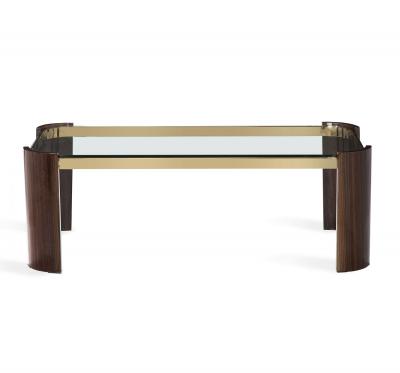 Contemporary Eucalyptus and Brass Coffee Table