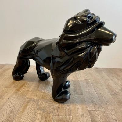 Contemporary Fiberglass Lion Sculpture Ebony Custom Quality