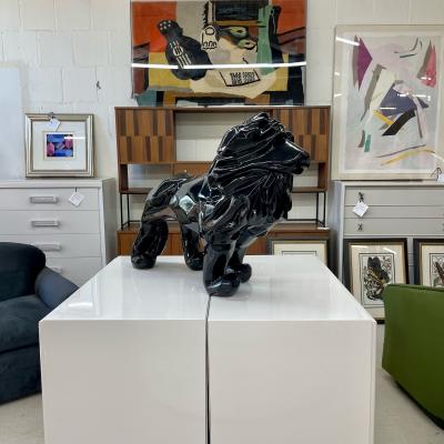 Contemporary Fiberglass Lion Sculpture Ebony Custom Quality