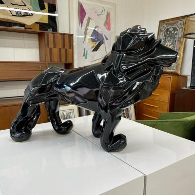 Contemporary Fiberglass Lion Sculpture Ebony Custom Quality