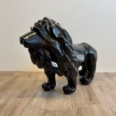 Contemporary Fiberglass Lion Sculpture Ebony Custom Quality