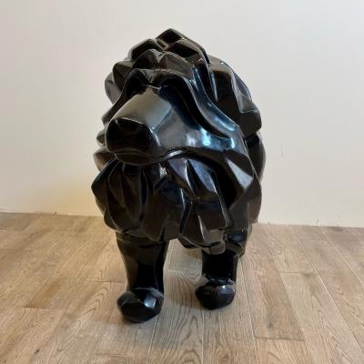 Contemporary Fiberglass Lion Sculpture Ebony Custom Quality