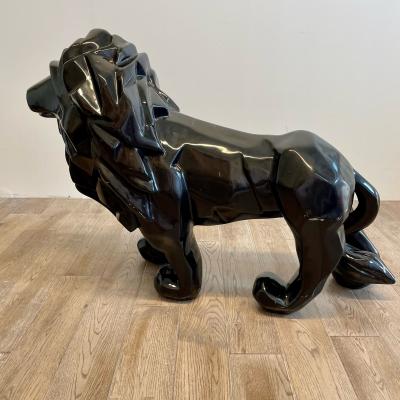 Contemporary Fiberglass Lion Sculpture Ebony Custom Quality
