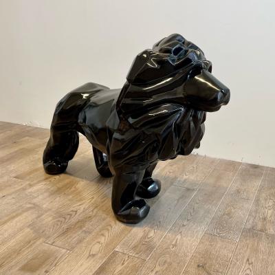 Contemporary Fiberglass Lion Sculpture Ebony Custom Quality