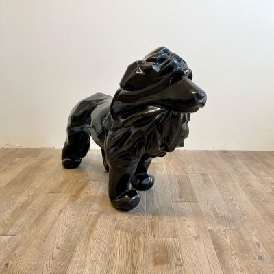 Contemporary Fiberglass Lion Sculpture Ebony Custom Quality