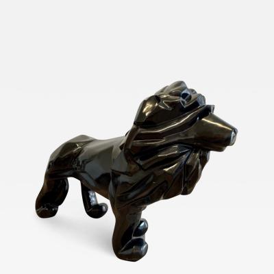 Contemporary Fiberglass Lion Sculpture Ebony Custom Quality
