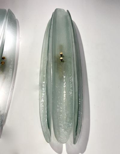 Contemporary Fontana Arte Style Aqua Green Blue Murano Glass Flame Wall Lights