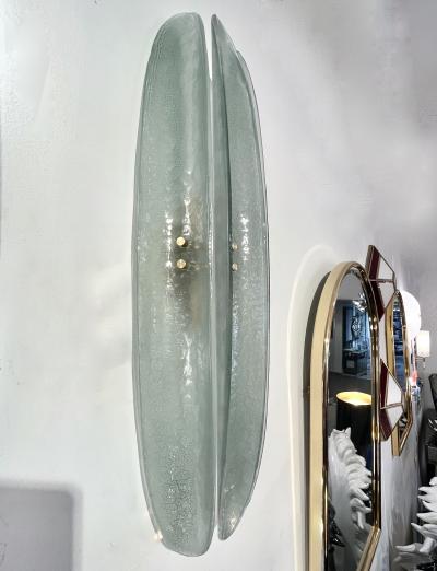 Contemporary Fontana Arte Style Aqua Green Blue Murano Glass Flame Wall Lights