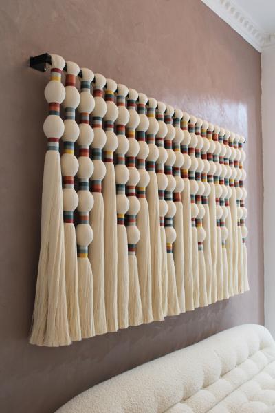 Contemporary Geometric Artisian Raw Cotton South American Sculpture Tapestry