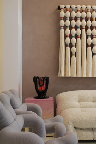 Contemporary Geometric Artisian Raw Cotton South American Sculpture Tapestry