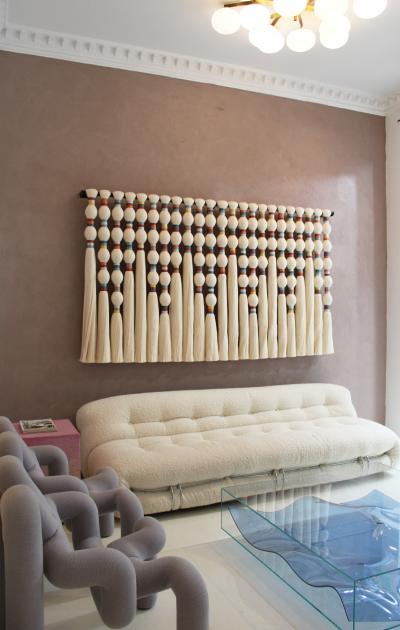 Contemporary Geometric Artisian Raw Cotton South American Sculpture Tapestry