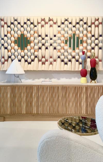 Contemporary Geometric Artisian Raw Cotton South American Sculpture Tapestry