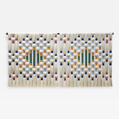 Contemporary Geometric Artisian Raw Cotton South American Sculpture Tapestry