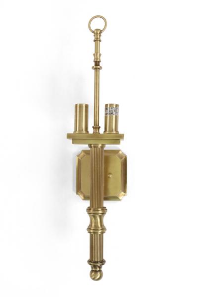 Contemporary Gilt Metal Fabric Shaded Wall Sconces