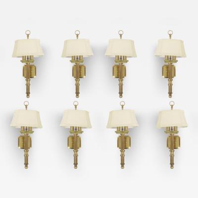 Contemporary Gilt Metal Fabric Shaded Wall Sconces