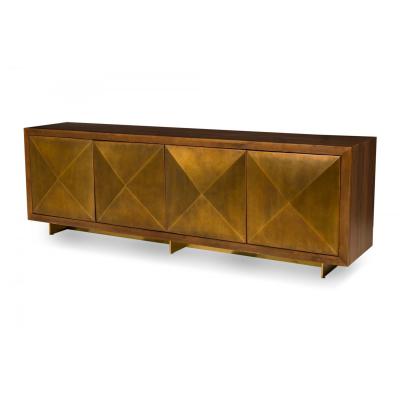 Contemporary Gilt Wood and Brass Faceted Front Sideboard