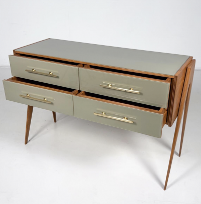 Contemporary Glass and Wood Sideboard Italy