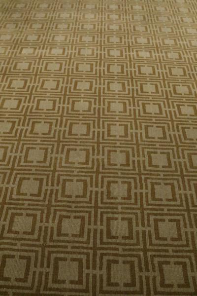 Contemporary Gold and Brown Geometric Patterned Area Rug