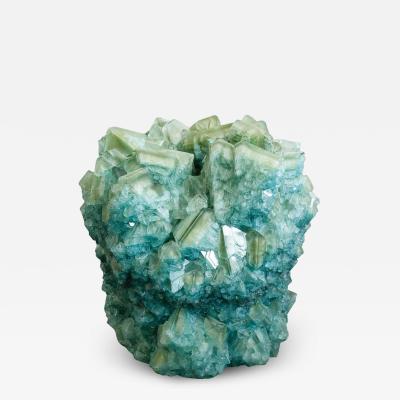 Contemporary Grand Scale Crystallized Vase in Greens by Isaac Mont Netherlands