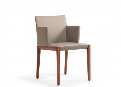 Contemporary Gray Leather Arm Chairs