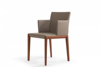 Contemporary Gray Leather Arm Chairs