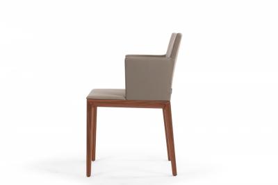 Contemporary Gray Leather Arm Chairs