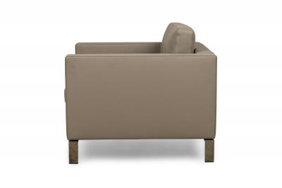 Contemporary Gray Tufted Leather Arm Chair