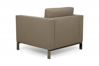 Contemporary Gray Tufted Leather Arm Chair