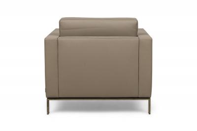 Contemporary Gray Tufted Leather Arm Chair