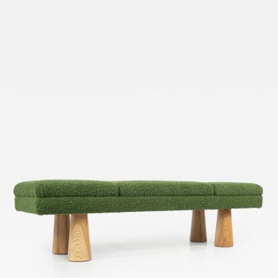Contemporary Green Bench Wood and Fabric Italy