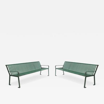Contemporary Green Metal Outdoor Benches