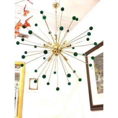 Contemporary Green Star Murano Glass Sputnik Chandelier