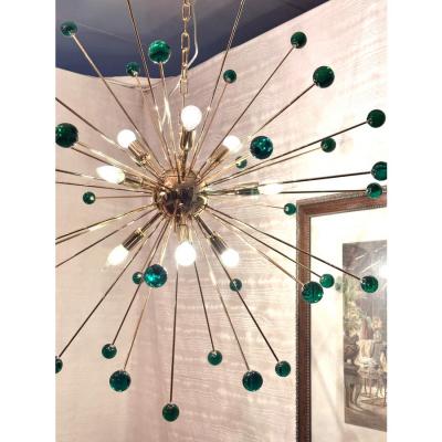 Contemporary Green Star Murano Glass Sputnik Chandelier
