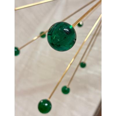 Contemporary Green Star Murano Glass Sputnik Chandelier