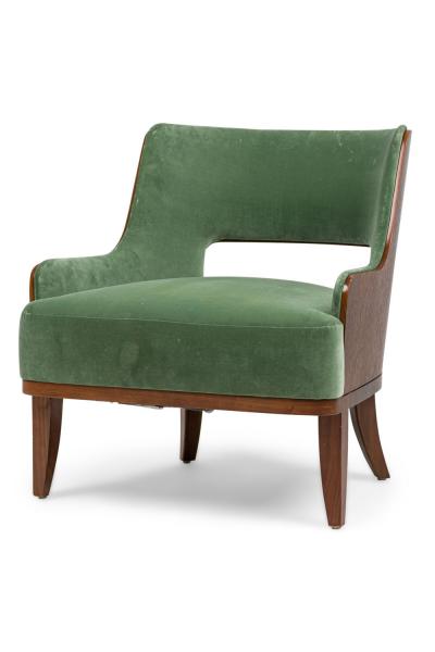 Contemporary Green Velvet Arm Chairs