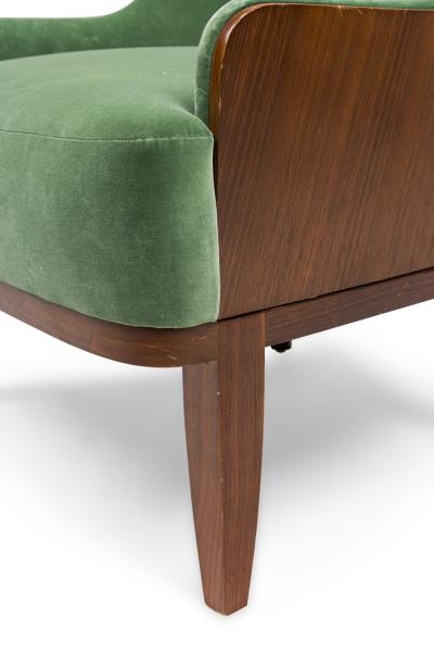 Contemporary Green Velvet Arm Chairs