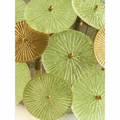 Contemporary Green Water Lily Brass and Murano Glass Sputnik Flush Mount