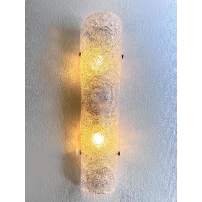 Contemporary Hammered Transparent Graniglia Murano Glass Wall Sconces