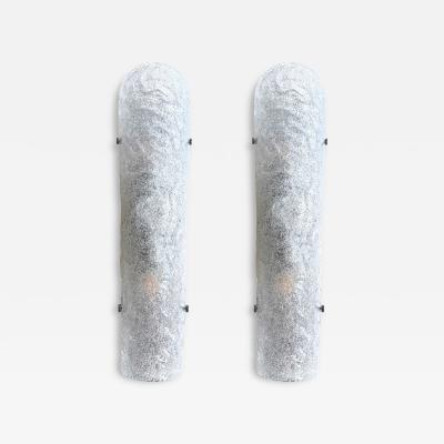 Contemporary Hammered Transparent Graniglia Murano Glass Wall Sconces