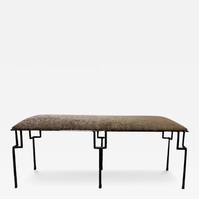 Contemporary Hammered and Patinated Iron Bench