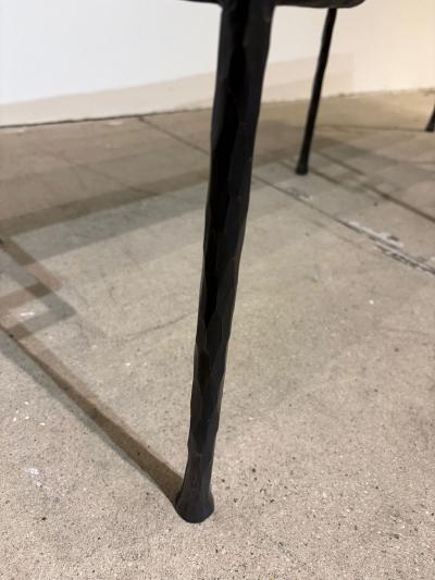 Contemporary Hammered and Patinated Iron Bench