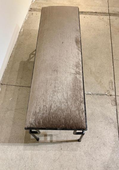 Contemporary Hammered and Patinated Iron Bench