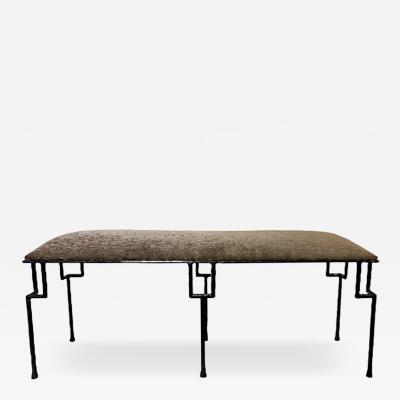 Contemporary Hammered and Patinated Iron Bench