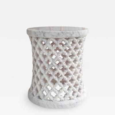 Contemporary Hand Carved White Marble Jali Table