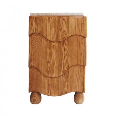 Contemporary Handcrafted Oak Solid Wood And Travertine Italian Sideboard