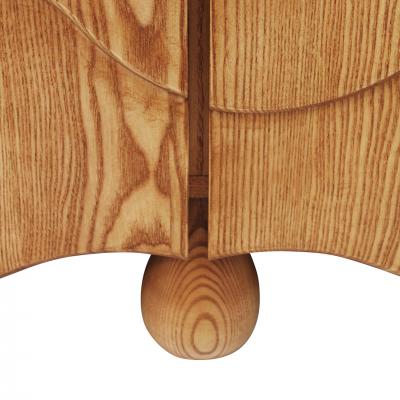 Contemporary Handcrafted Oak Solid Wood And Travertine Italian Sideboard